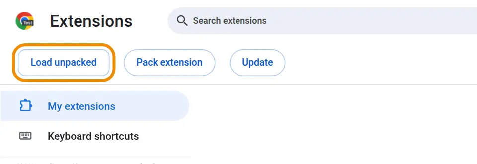 The Load unpacked button