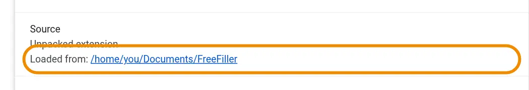 Loaded from shows the folder FreeFiller runs from