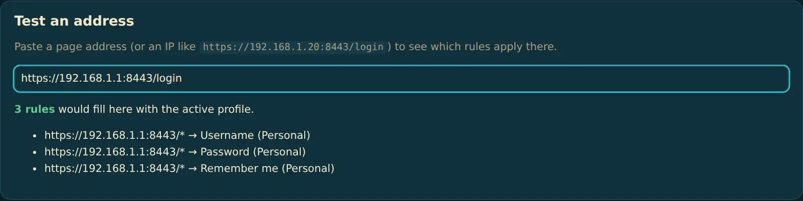 Test an address in FreeFiller's Options