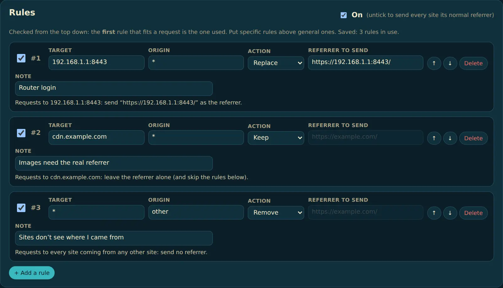 Rules in FreeRefMod's Options